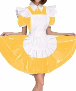 Laidtex White Aproned PVC Maid Dress