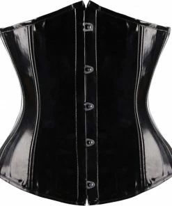 Laidtex Black Zipped PVC Underbust Corset Latex Clothing