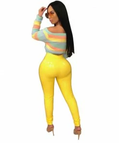 Laidtex Hip Hugging Tight Shiny Pants