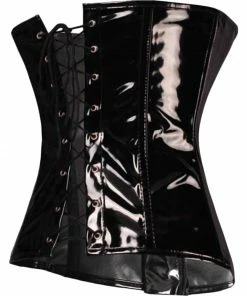 Laidtex Black Zipped PVC Underbust Corset Latex Clothing