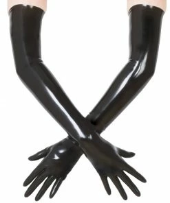 Latexfun Latex Clothing Bold Black Latex Gloves