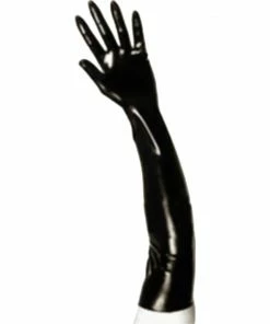 Latexfun Latex Clothing Bold Black Latex Gloves
