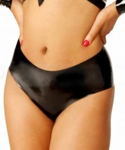 Laidtex Latex Clothing Black Halterneck Rubber Bikini