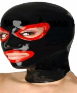 Latexfun Latex Clothing Racy Red Rimmed Latex Fetish Mask