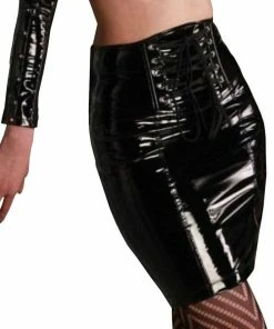Latexfun Latex Clothing Polished Vinyl Pencil Skirt