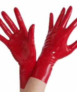 Latexfun Latex Clothing Rousing Red Latex Gloves