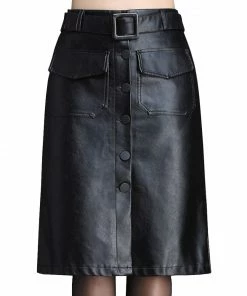 Laidtex Button Down PVC Leather Skirt 8 Laidtex Button Down PVC Leather Skirt