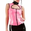 Latexfun Latex Clothing Front Zip Wetlook Top