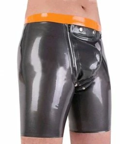 Latexfun Latex Clothing Shiny Codpiece Latex Shorts