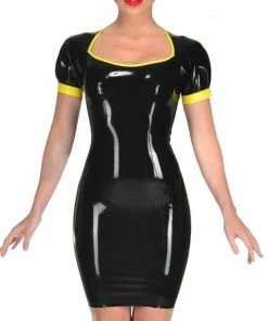 Laidtex Latex Clothing Latex Goth Short Sleeve Dress