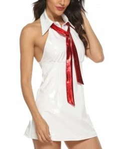Laidtex Latex Clothing Suave White Vinyl Dress