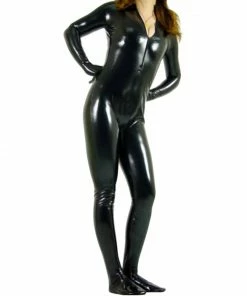 Laidtex Latex Clothing Shiny Front Zipped Catsuit