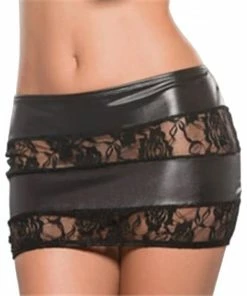 Latexfun Latex Clothing Lacy Vinyl Mini Skirt