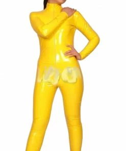 Laidtex Latex Clothing Yellow Tight Latex Catsuit