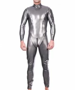 Latexfun Swank Silver Rubber Catsuit Latex Clothing