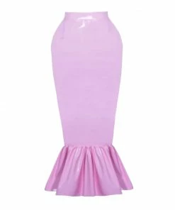 Laidtex Pink PVC Latex Fishtail Skirt Latex Clothing