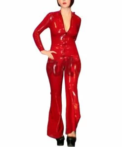 Latexfun Retro Red Rubber Catsuit Latex Clothing