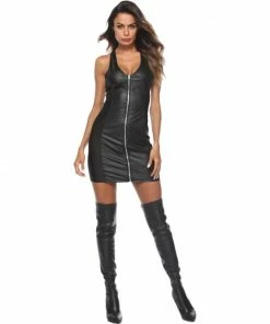 Laidtex Zippered Vegan Leather Dress