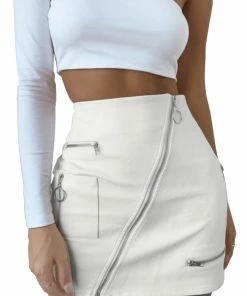 Laidtex White Vinyl Zipped Skirt