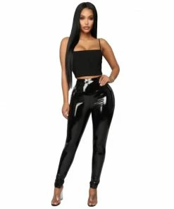 Laidtex Latex Clothing Plus Size Faux Leather Leggings