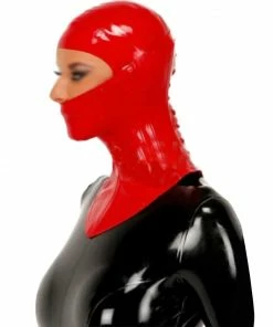 Laidtex Latex Clothing Red Neck Corset Latex Collar