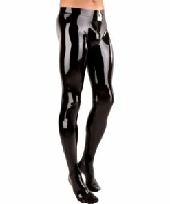Laidtex Latex Clothing Men's Latex Leggings With Zippered Crotch