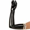 Latexfun Ruffled Long Black Latex Gloves