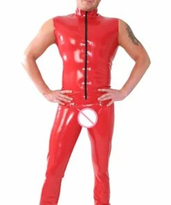 Latexfun Latex Clothing Sleeveless Men's Latex Bodysuit