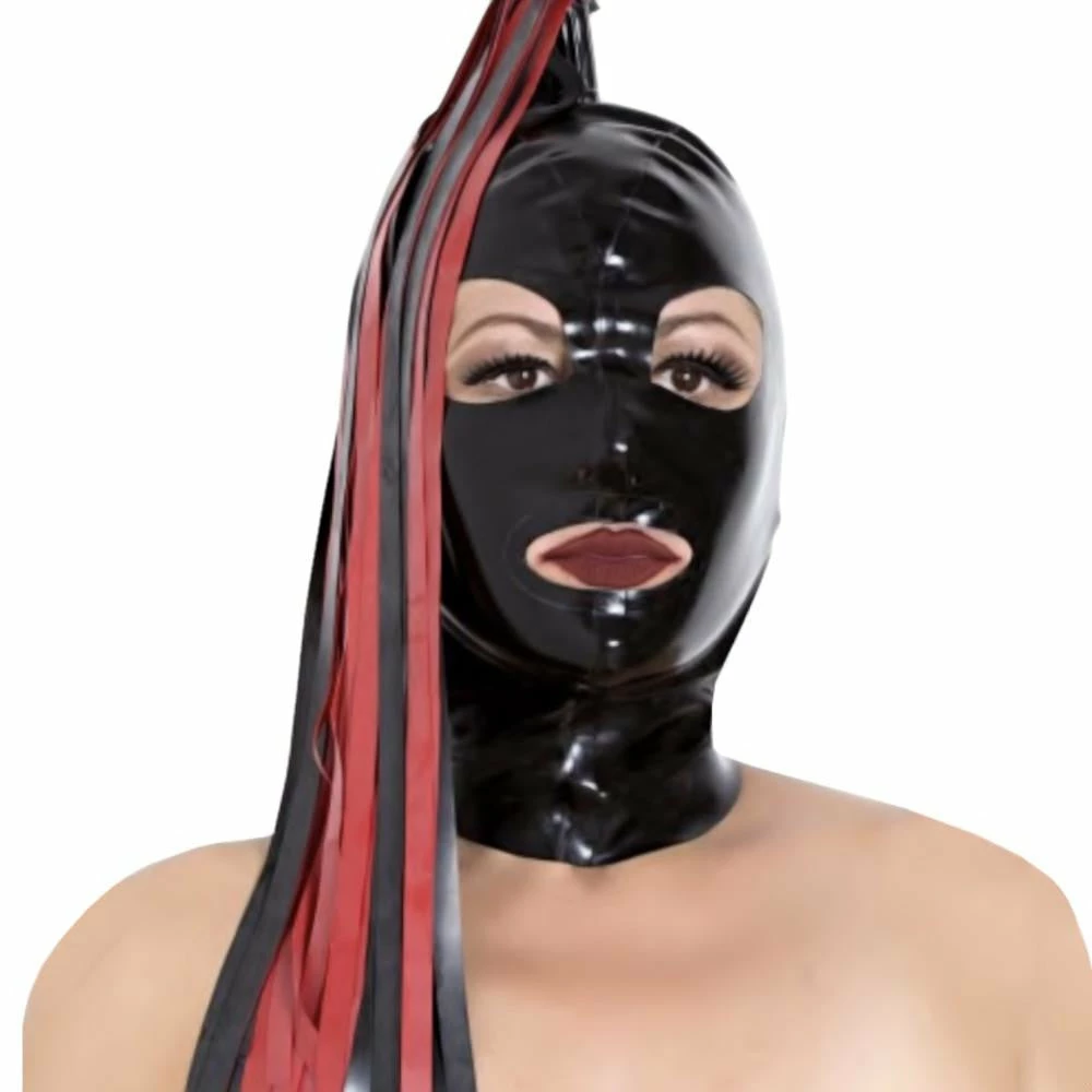 Laidtex Latex Clothing Latex Rubber Mask With Ponytail 3 Laidtex Latex Clothing Latex Rubber Mask With Ponytail