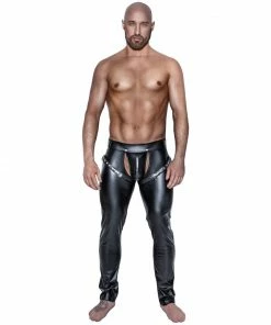 Laidtex Open Crotch Black Vinyl Trousers