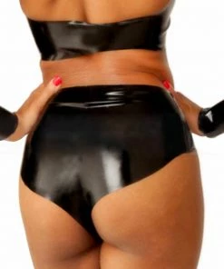 Laidtex Latex Clothing Black Halterneck Rubber Bikini