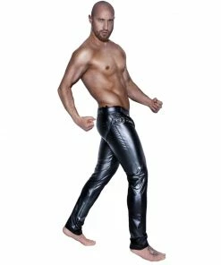 Laidtex Open Crotch Black Vinyl Trousers