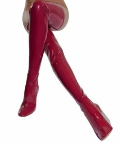 Laidtex Bright Red Vinyl Boots