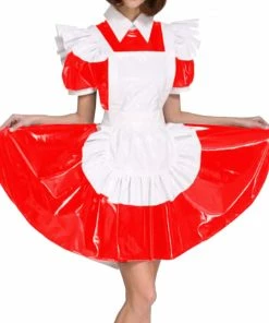 Laidtex White Aproned PVC Maid Dress 17 Laidtex White Aproned PVC Maid Dress