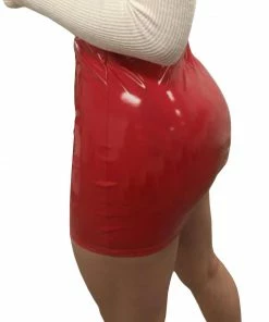 Laidtex Shiny Red Vinyl Skirt Latex Clothing