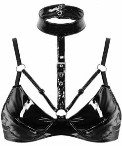 Laidtex PVC Bra With Buckled Neck Collar Latex Clothing