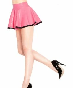Laidtex Cheerleader Pink Latex Mini Skirt Latex Clothing
