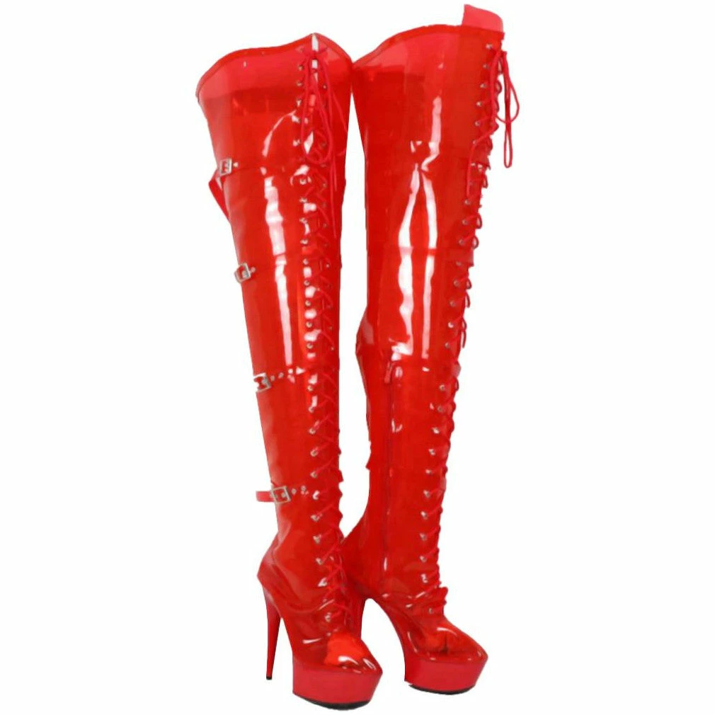 Laidtex Sassy See-Through Red PVC Boots Latex Clothing 6 Laidtex Sassy See-Through Red PVC Boots Latex Clothing