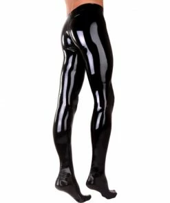 Laidtex Latex Clothing Men's Latex Leggings With Zippered Crotch