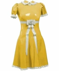 Laidtex Cute Yellow Rubber Sissy Dress Latex Clothing