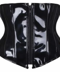 Laidtex Black Zipped PVC Underbust Corset Latex Clothing