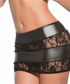 Latexfun Latex Clothing Lacy Vinyl Mini Skirt