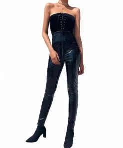Laidtex High Waisted Zipped Vinyl Pants Latex Clothing