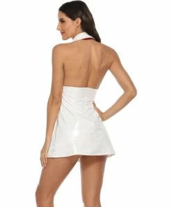 Laidtex Latex Clothing Suave White Vinyl Dress