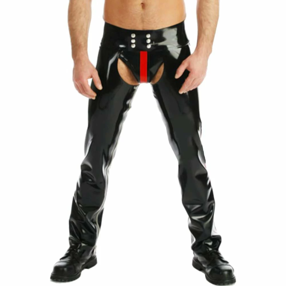 Laidtex Latex Clothing Black Open Crotch Latex Leggings 3 Laidtex Latex Clothing Black Open Crotch Latex Leggings