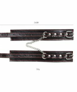 Laidtex Red Trimmed Black Bondage Cuffs