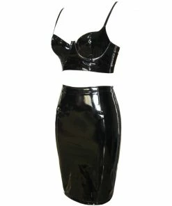 Laidtex Vinyl Skirt And Tube Top Outfit