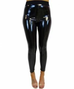 Laidtex Women's Black Wet Look Leggings