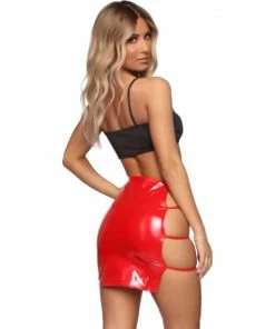 Laidtex Latex Clothing Naughty Red PVC Skirt