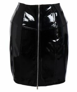 Laidtex Latex Clothing Zipped Black PVC Pencil Skirt